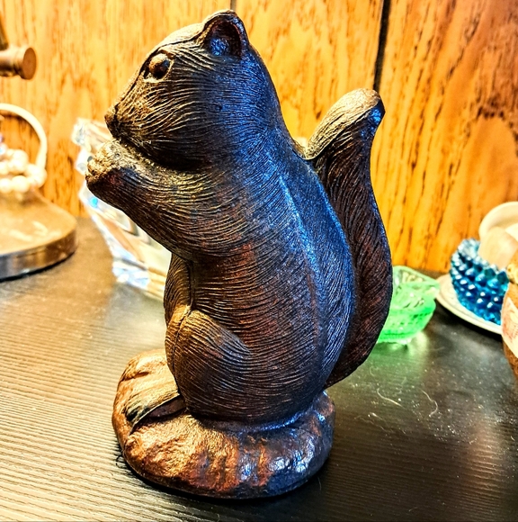 Vintage Copper BronzPlate Squirrel With Nut Coin Bank With Bottom Stopper - Picture 3 of 7